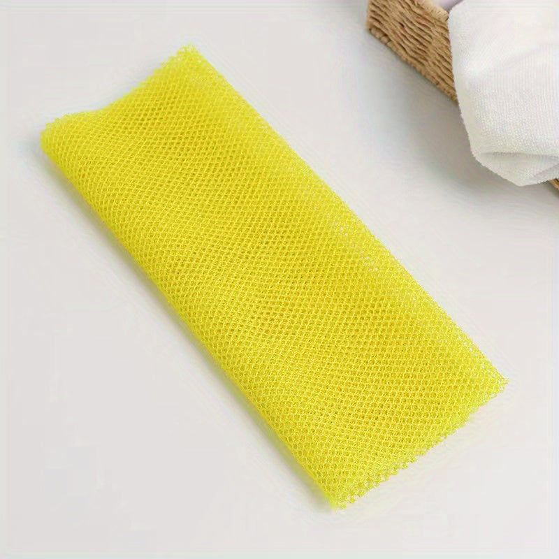 Yellow African net exfoliating sponge product packaging and size comparison
