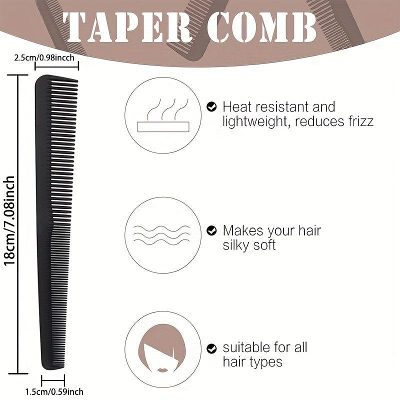 Hair comb with features and specifications on a white background