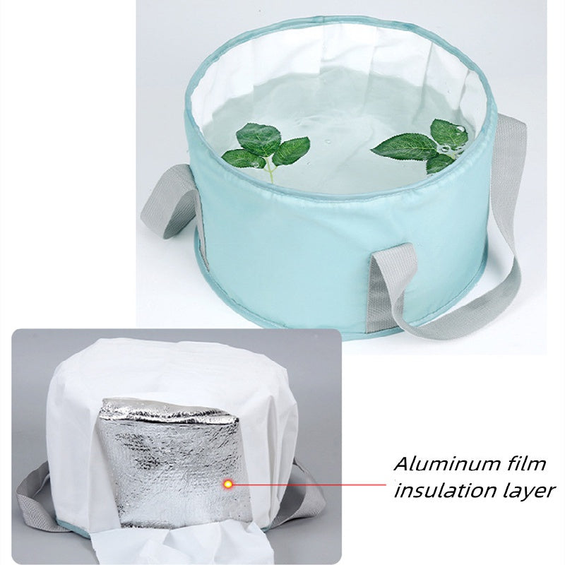 Portable foot soak bath demonstrating easy setup without electricity required
