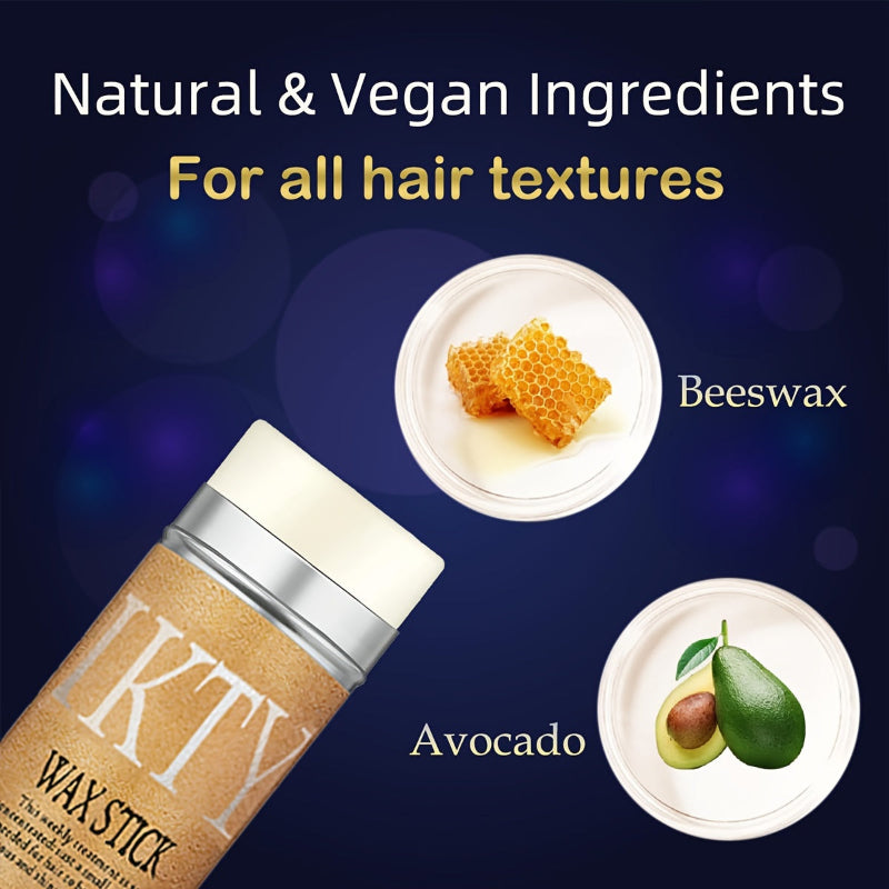 wax stick with natural ingredients like beeswax and avocado on a dark background