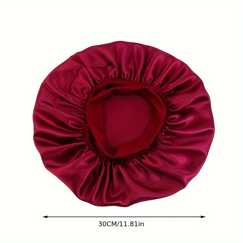 Satin bonnets in various solid colors including black, navy, and burgundy