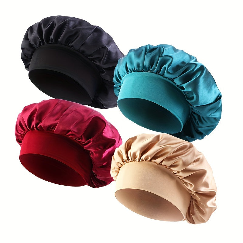Multiple satin bonnets arranged to show size and color variety