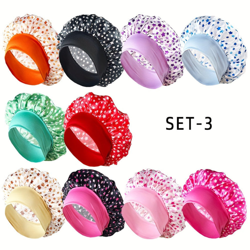 Complete satin bonnet collection showing lightweight, breathable hair protection