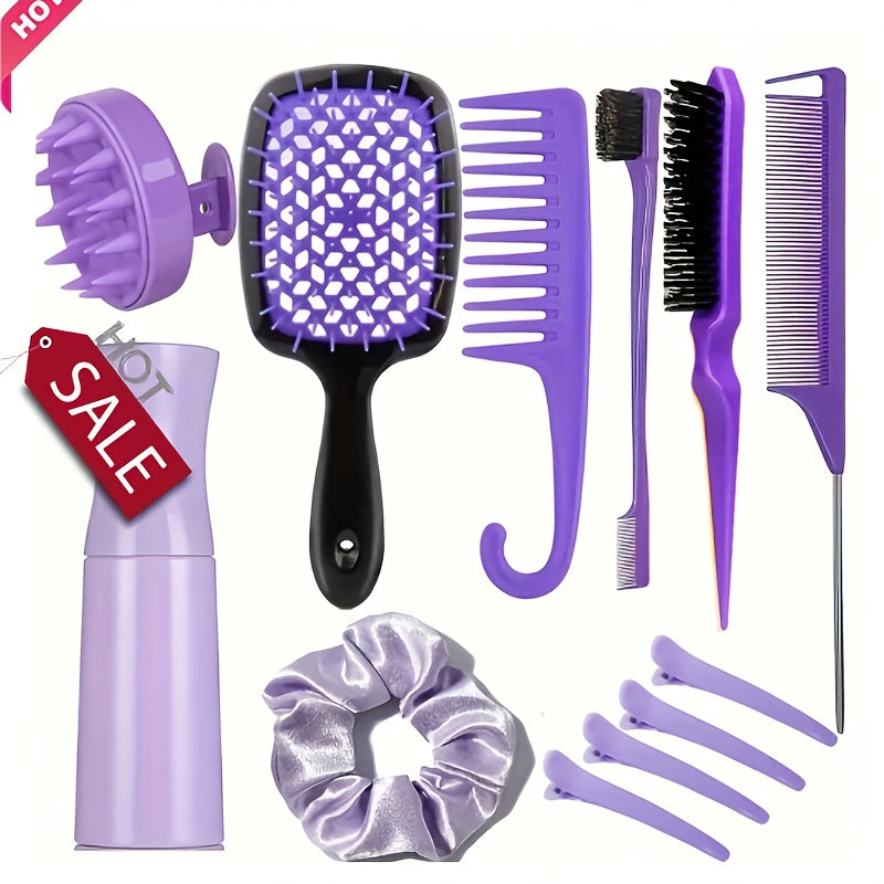 Hair spray bottle and detangling combs from Professional Hair Care Set - natural hair styling tools