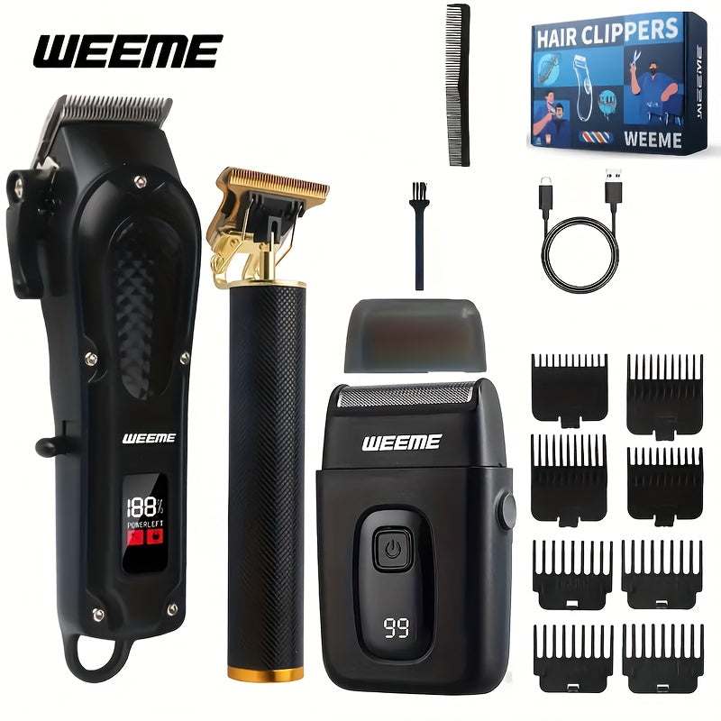 Weeme hair clippers set with attachments on a white background