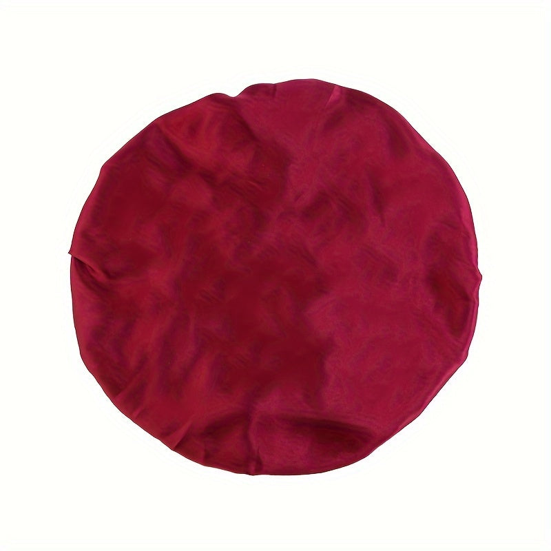 Close-up view of premium satin bonnet showing elastic band and smooth fabric texture