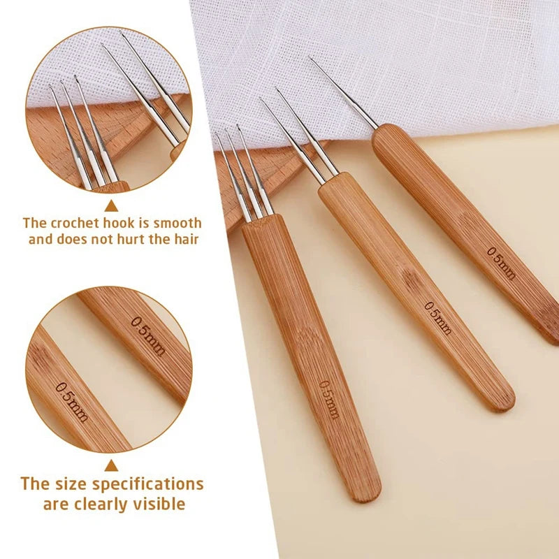 Close-up view of stainless steel crochet hooks showing different sizes