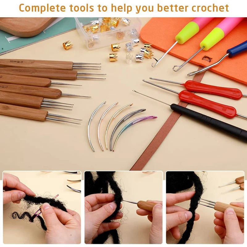 Close-up view of stainless steel crochet hooks showing different sizes