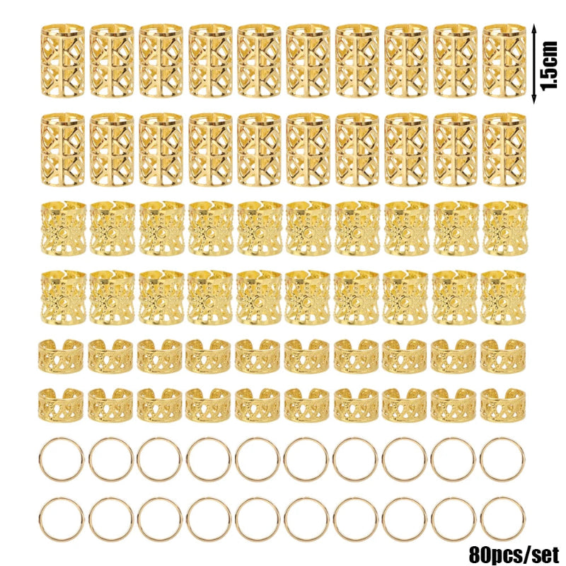 Gold metal hair cuffs and clips for natural hair and loc maintenance
