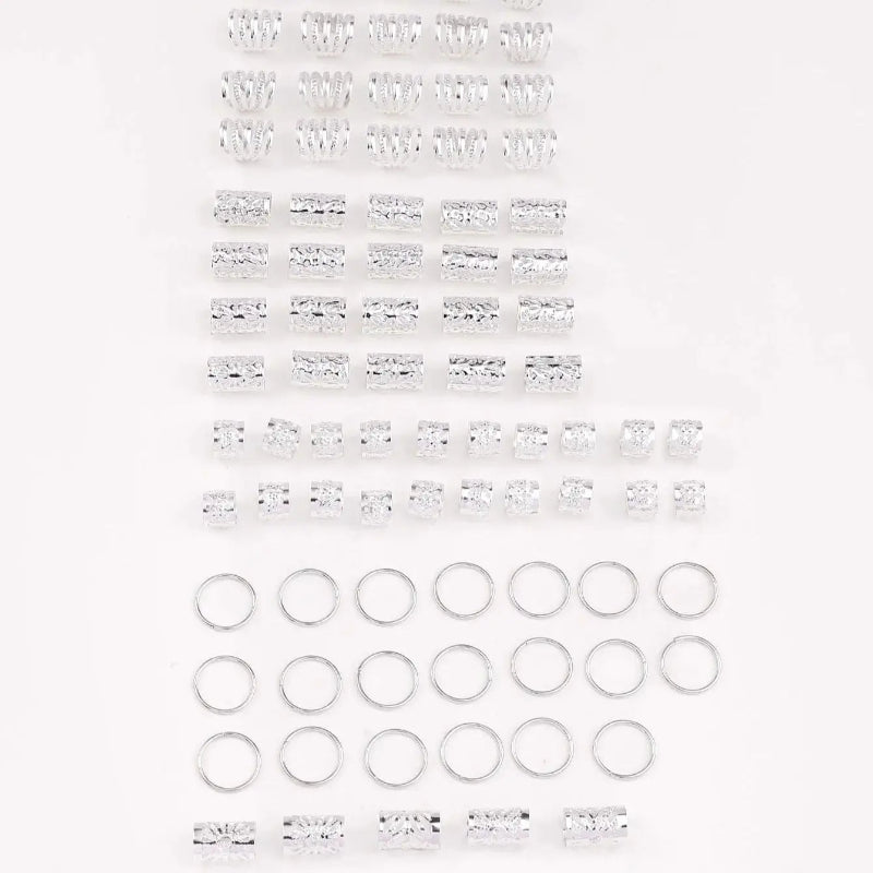 Collection of various clear plastic beads on a white background