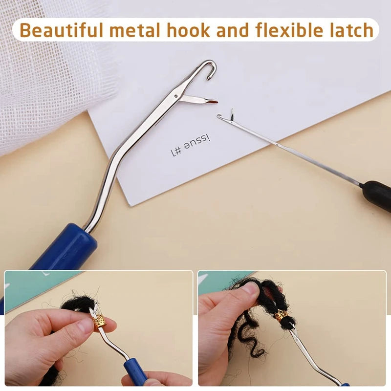 Close-up view of stainless steel crochet hooks showing different sizes