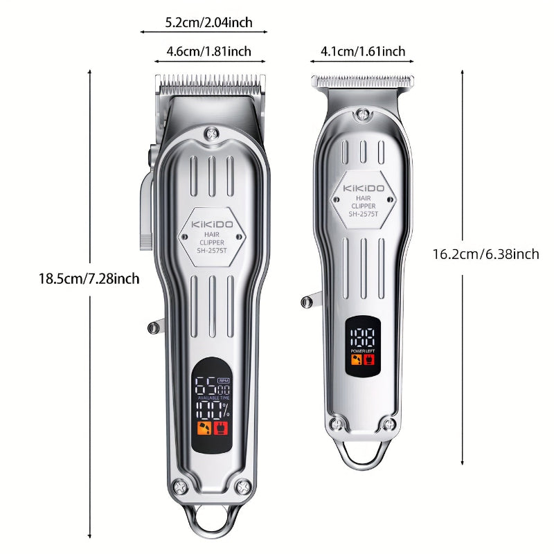 Two Kikido hair clippers with dimensions labeled