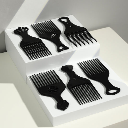 6-Piece Wide Tooth Hair Comb Set for Curly Natural Hair - Anti-Static Detangling Combs