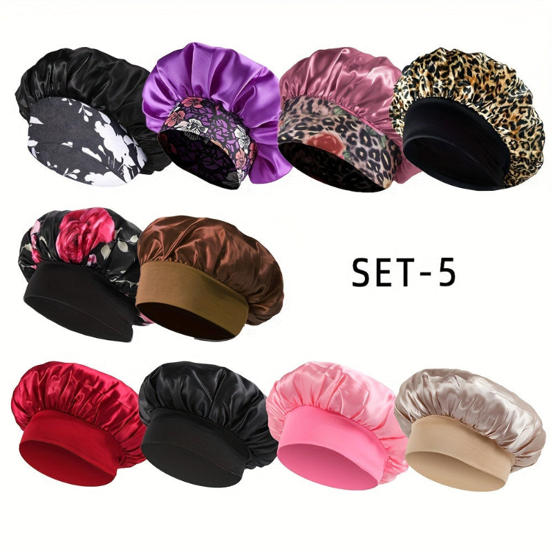 Leopard print satin sleep cap for stylish nighttime hair protection