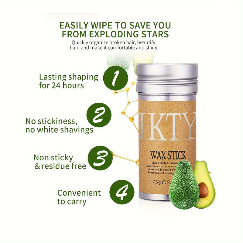 Wax stick with avocado and text on a white background