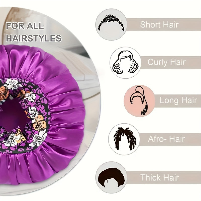 Detail view of satin sleep cap elastic band and breathable polyester material construction
