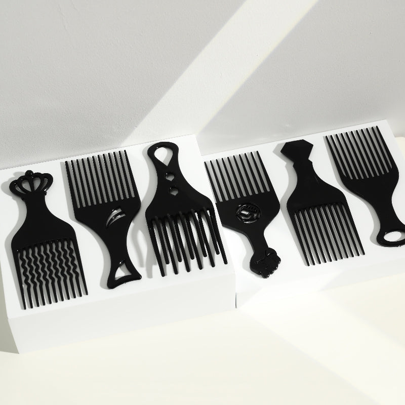 6-Piece Wide Tooth Hair Comb Set for Curly Natural Hair - Anti-Static Detangling Combs