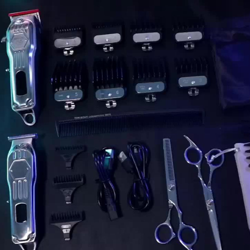 KIKIDO barber tool set with clippers, scissors, and other grooming tools