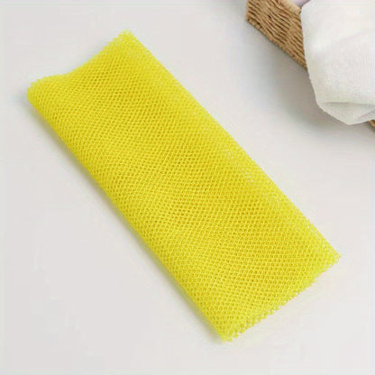 Yellow African net exfoliating sponge product packaging and size comparison