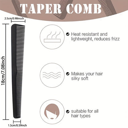 Hair comb with features and specifications on a white background