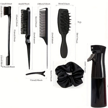 Close-up of hair combs and scalp massager from Professional Hair Care Set - gentle styling tools