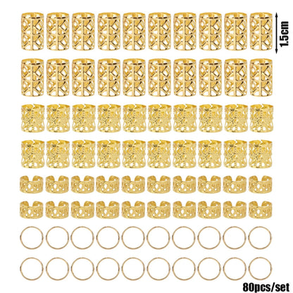 Gold metal hair cuffs and clips for natural hair and loc maintenance