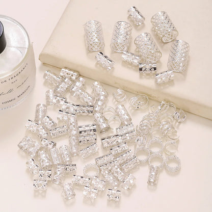 90-piece gold dreadlock hair accessories set including adjustable rings and cuffs"
