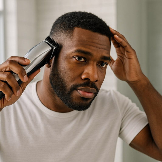 Black man using Kikido hair clippers